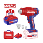 Suflantă aer cald EMTOP, 20V, 300/550°C, 1 acumulator 4.0Ah, cutie transport
