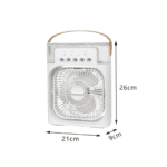 Ventilator Portabil 3 în 1 cu Pulverizare, Umidificare și Iluminare LED în 7 Culori, 3 Trepte Viteză, Rezervor 600ml, Alimentare USB - imagine 7