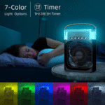 Ventilator Portabil 3 în 1 cu Pulverizare, Umidificare și Iluminare LED în 7 Culori, 3 Trepte Viteză, Rezervor 600ml, Alimentare USB - imagine 5