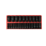 Trusă Tubulare Impact Lungi 26 Piese, 1/2", 10–36 mm, Roșu, Hexagonale - imagine 2