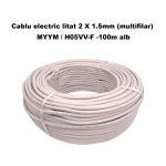 Cablu electric litat 2 x 1.5 mm (multifilar) MYYM / H05VV-F, rola 100 m, alb - imagine 3