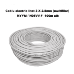 Cablu electric litat 3 x 2.5 mm² (multifilar) MYYM / H05VV-F, rola 100 m, alb - imagine 3