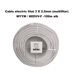 Cablu electric litat 3 x 2.5 mm² (multifilar) MYYM / H05VV-F, rola 100 m, alb - imagine 2