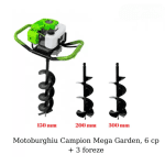 Motoburghiu pe Benzină Mega Garden by Campion, 6CP, 52cc + 3 Burghie (Ø150/200/300 mm)