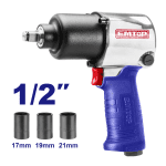 Pistol pneumatic 1/2", 610Nm, cu 3 capete (17, 19, 21 mm) – EMTOP EATL126801