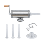Aparat de Făcut Cârnați Vanessa, orizontal, cu ventuză, capacitate 3 kg, din inox alimentar, 3 pâlnii incluse