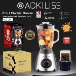 Blender Electric 2-în-1 ACKILISS, 1000W, 1.5L, Cu Funcție de Mixare și Măcinare, 6 Lame din Oțel, Argintiu, Garantie 3 Ani - imagine 2