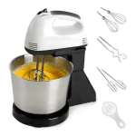 Mixer Electric cu Suport și de Mână Luxeeo, 100W, Capacitate 1.7L, 7 Trepte de Viteză, Teluri din Inox pentru Aluat, Frișcă și Ouă, Cu Accesorii de Gătit