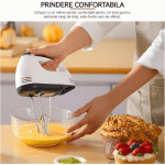 Mixer Electric cu Suport și de Mână Luxeeo, 100W, Capacitate 1.7L, 7 Trepte de Viteză, Teluri din Inox pentru Aluat, Frișcă și Ouă, Cu Accesorii de Gătit - imagine 5