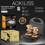 Sandwich Maker Electric ACKILISS, 750W, Plăci Antiaderente, Încălzire Dublă, Design Compact, Negru - imagine 2
