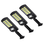 Set 3 Lămpi Solare, 10 LED-uri COB, Montare pe Perete, Cu Senzor de Mișcare și Telecomandă, Negru, Alimentare Solară