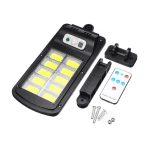 Set 3 Lămpi Solare, 10 LED-uri COB, Montare pe Perete, Cu Senzor de Mișcare și Telecomandă, Negru, Alimentare Solară - imagine 2