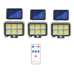 Set 3 Proiectoare Solare HS 8022, 294 LED-uri, 50W, Cu Senzor de Mișcare și Telecomandă, 3 Moduri de Iluminare, 6 Casete LED