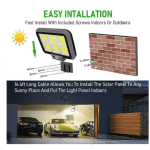 Set 3 Proiectoare Solare HS 8022, 294 LED-uri, 50W, Cu Senzor de Mișcare și Telecomandă, 3 Moduri de Iluminare, 6 Casete LED - imagine 4