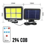 Set 3 Proiectoare Solare HS 8022, 294 LED-uri, 50W, Cu Senzor de Mișcare și Telecomandă, 3 Moduri de Iluminare, 6 Casete LED - imagine 3
