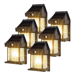 Set 6 Lămpi Solare cu Senzor de Mișcare, 3 Moduri de Iluminare, Panou Solar Eficient, IP65, 17x12x6,5 cm, Kit Montaj Inclus