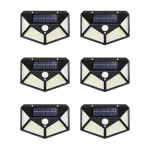 Set 6 Lămpi Solare de Perete ULTRA BK-100, 100 LED-uri, 3 Moduri de Iluminare, Senzor de Mișcare, IP65, Lumină Rece, Negru