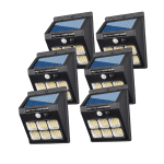 Set 6 Lămpi Solare de Perete cu Senzor de Mișcare, 96 LED-uri, 3 Moduri de Iluminare, Impermeabile, IP65, 10W, 105x130mm