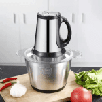Tocător Electric din Inox Kitchen Expert, 3L, 300W, 4 Lame din Oțel Inoxidabil, 2 Trepte de Viteză - imagine 2