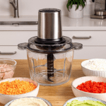 Tocător Electric pentru Legume, Fructe și Carne 3L, 500W, Vas din Sticlă 3L, 6 Lame din Inox, 2 Trepte de Viteză - imagine 5