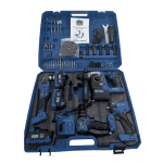 Trusa 4 piese German Meister 3 Acumulatori 36V 8Ah, Brushless, Autofiletanta, Polizor unghiular, Rotopercutor, Pistol de impact Albastru - imagine 4