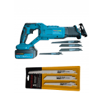 Fierăstrău Sabie WERSTIL, 21V 8Ah, cu 2 Acumulatori, 4 Pânze + 5 Pânze Cadou pentru Oase, 0–3300/min