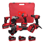 Trusă German Meister 4-în-1, 36V 8Ah cu 3 Acumulatori, Flex Ø125 mm, Pistol Impact Brushless, Bormașină și Rotopercutor Brushless, Afișaj Baterie