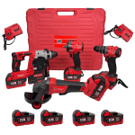 Trusă German Meister 4-în-1 Brushless, Model Nou, cu 4 Acumulatori 36V 8Ah + 2 Încărcătoare, Impact 350 Nm, Flex Ø125 mm, Rotopercutor 3J, Autofiletantă