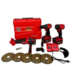 Trusă German Meister 3-în-1 Brushless, cu 2 Acumulatori 36V 8Ah, Impact 350 Nm + Flex Ø125 mm + Autofiletantă Rosii *TRANSPORT GRATUIT*