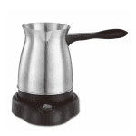 Ibric Electric fără Fir pentru Cafea Turcească, 600W, 6 Cești, Oțel Inoxidabil, Rotire 360°, Inox/Negru