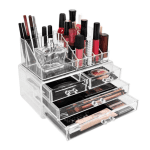 Organizator Cosmetice Acrilic, Transparent, cu 4 Sertare și 16 Compartimente, Suport Machiaj - imagine 3