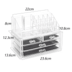 Organizator Cosmetice Acrilic, Transparent, cu 4 Sertare și 16 Compartimente, Suport Machiaj - imagine 2