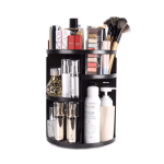 Organizator Rotativ Cosmetice 360°, Negru, Spațiu Reglabil, Suport pentru Machiaj și Parfumuri