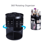 Organizator Rotativ Cosmetice 360°, Negru, Spațiu Reglabil, Suport pentru Machiaj și Parfumuri - imagine 4