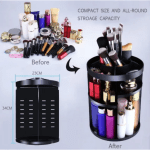 Organizator Rotativ Cosmetice 360°, Negru, Spațiu Reglabil, Suport pentru Machiaj și Parfumuri - imagine 3
