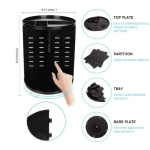 Organizator Rotativ Cosmetice 360°, Negru, Spațiu Reglabil, Suport pentru Machiaj și Parfumuri - imagine 2