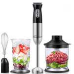 Set Blender de Mână SonyMax 4 în 1, 1200W, 9 Viteze, Funcție Turbo, Tocător 0.5L, Pahar 0.7L
