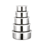 Set Caserole din Inox, 5 Bucăți, Diferite Dimensiuni, Etanșe, Rezistente, Engros