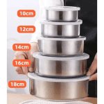 Set Caserole din Inox, 5 Bucăți, Diferite Dimensiuni, Etanșe, Rezistente, Engros - imagine 2