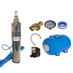 Kit Hidrofor 50L cu pompa apa submersibila 1 DDT, QGD120, Inox, 120 m, 3 m³/h, 20 m cablu , Sistem premium complet
