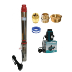 Kit Pompa submersibila de mare adancime, DDT, QJD12-120-1.8, 1800 W, 8 m³/h, 12 turbine, Inox + Presostat electronic inteligent digital reglabil DDT + accesorii
