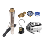 Kit complet hidrofor Pompa submersibila de adancime, DDT, 4QJD2-8, 1500 W, 8 turbine, 7 mc/h , 25 metri cablu+ Bazin inox 50 L + accesorii