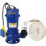 Pachet promo Pompa apa murdara submersibila cu tocator si plutitor, DDT, WQCD, 2200 W, 8 m³/h + Furtunul de pompier 2'' 20 m, 8 bari, cu cuple