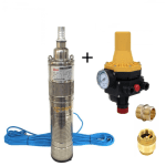 Pachet promo Pompa submersibila, DDT, QGD120, Inox complet, suruburi inox, sita protectie, 20 m cablu, 120 m, 3 m³/h + Prescontrol LS6 + supapa de sens si niplu