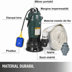 Pachet promo Pompa submersibila apa murdara, cu plutitor, fara tocator, DDT, WQD10, 2200 W, 10 m³/h, 8 m + Furtunul de pompier 2'' 20 m, 8 bari, cu cuple - imagine 4