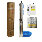 Pachet promo Pompa submersibilă de adâncime DDT 4SP5/12 – 1.8 kW, 2.5 CP,8 m³/h, 90 m inaltimea de refulare , 12 turbine inox cu panou de control, rezistenta la nisip + Presostat electronic inteligent - imagine 2