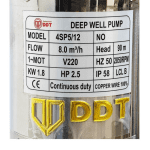 Pachet promo Pompa submersibilă de adâncime DDT 4SP5/12 – 1.8 kW, 2.5 CP,8 m³/h, 90 m inaltimea de refulare , 12 turbine inox cu panou de control, rezistenta la nisip + Presostat electronic inteligent - imagine 4