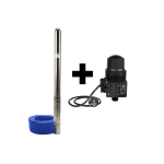 Pachet promo Pompa submersibila de mare adancime, DDT, 4SDM3-20, 2500 W, 20 turbine, 12 m³/h Inox, 30 m cablu + Presostat electronic automat DDT, LS-4