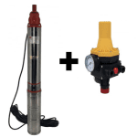 Pachet promo Pompa submersibila de mare adancime, DDT, QJD12-120-1.8, 1800 W, 8 m³/h, 12 turbine, Inox + Presostat electronic automat DDT LS6, 1.1kW, 10 bar - imagine 2