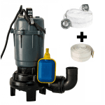 Pompa apa murdara DDT cu tocator exterior si flotor, 2600 W, 12 mc/h, 12 m refulare + Furtun pompier 2" 20 M +Furtunul de pompier 2'' 20 m, 8 bari, cu cuple